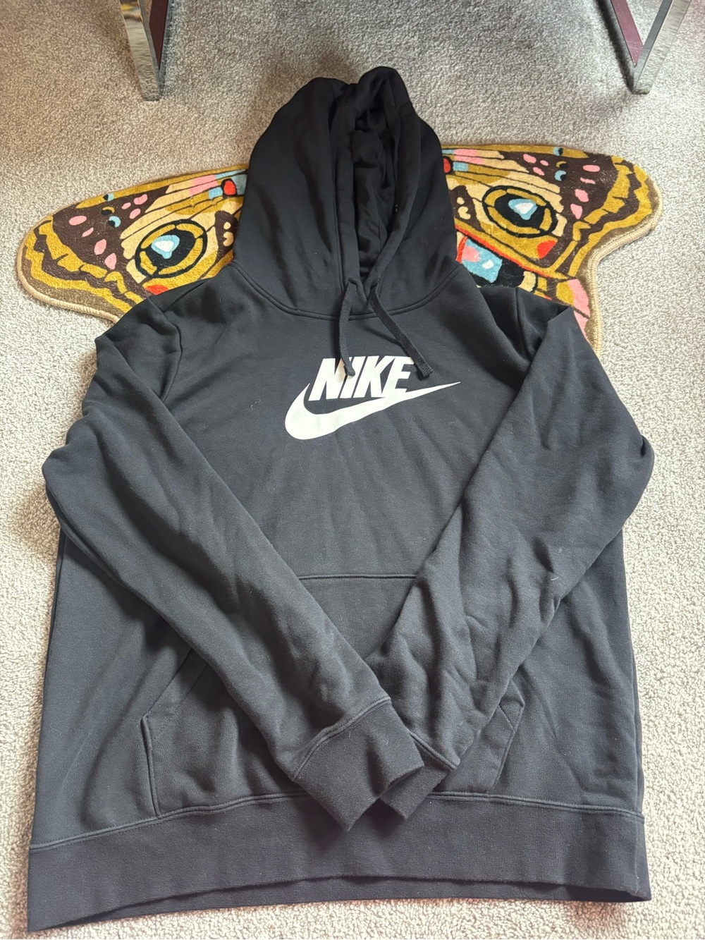 Nike Black Crewneck Hoodie with White Swoosh